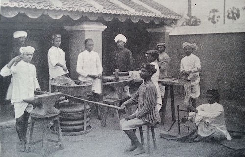 The Blacksmith Class, Nazareth Industrial School, Tamilnadu, India (1890-1900), The United Theological College Library and the Nazareth Industrial School Collection.